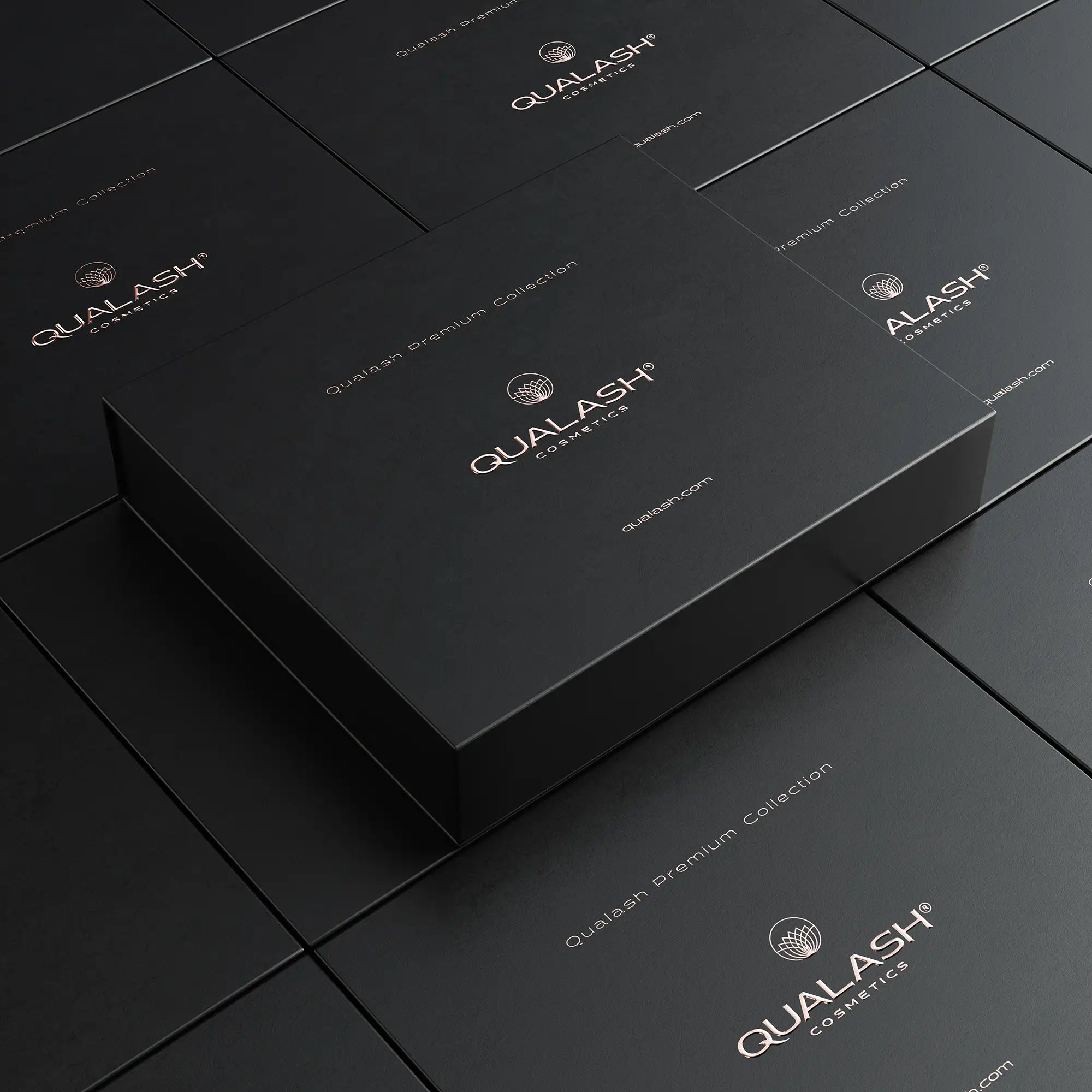 Closed Qualash Premium Collection box on branded background