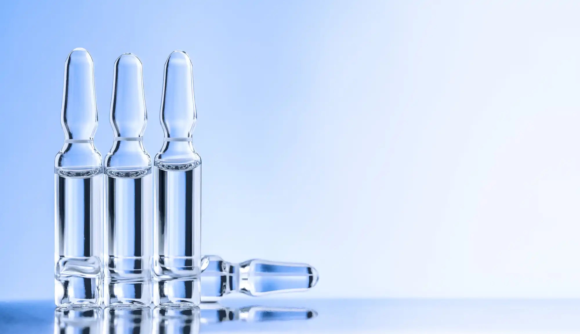 Clear glass ampoules.