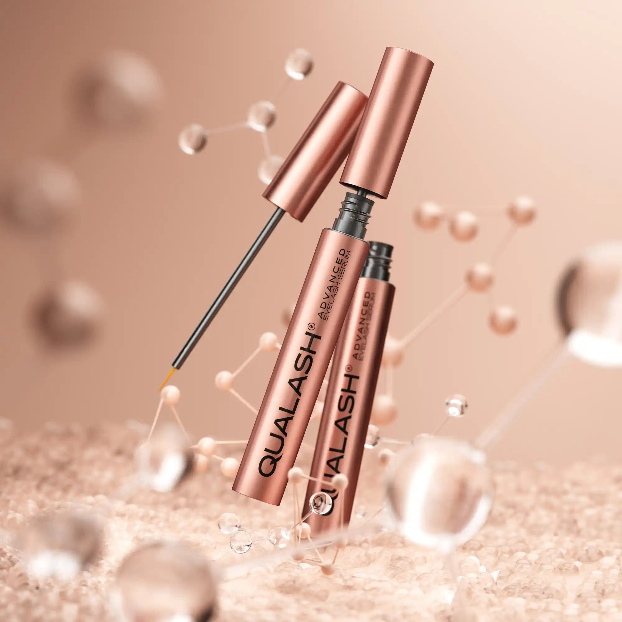 Eyelash growth serum with applicator.